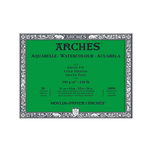 Arches Bloque de papel de acuarela, prensa en frío, 12 x 16 pulgadas, 140 libras