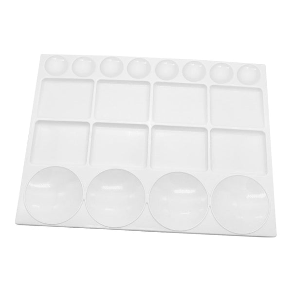 Bandeja de pintura de acuarela de 20 pozos, paleta de pintura acrílica, mezcla de plástico, paleta cuadrada grande, 13 x 10 pulgadas, blanco, 1 unidad