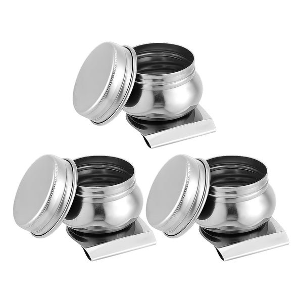 LEIFIDE 3 tazas de paleta de pintura al óleo de acero inoxidable con tapas y clips, vasos de boca grande para pintura al óleo, taza de pintura a prueba de fugas para caballete, lona, aire, suministros